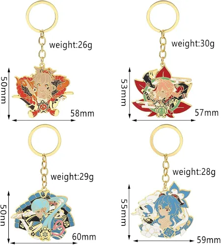 Vista 5 de rongji jewelry Genshin - Llavero de metal con diseño de personajes, lindo personaje de juego, accesorios para fanáticos del juego (Kamisato Ayaka)