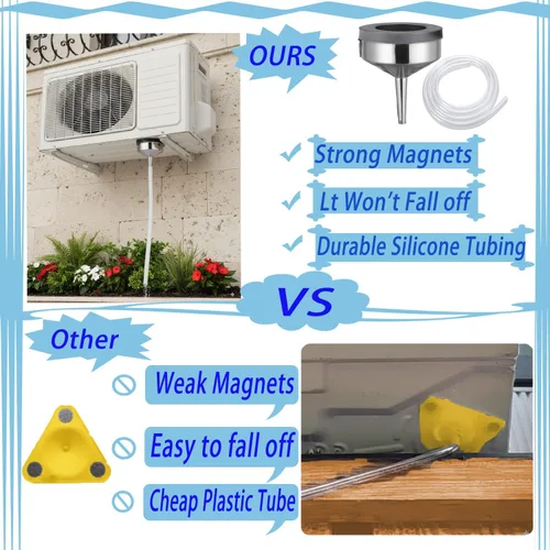 Vista 5 de Enjoyment Kit de drenaje magnético de aire acondicionado de ventana de 6 pies, kit universal de manguera de drenaje de aire acondicionado portátil