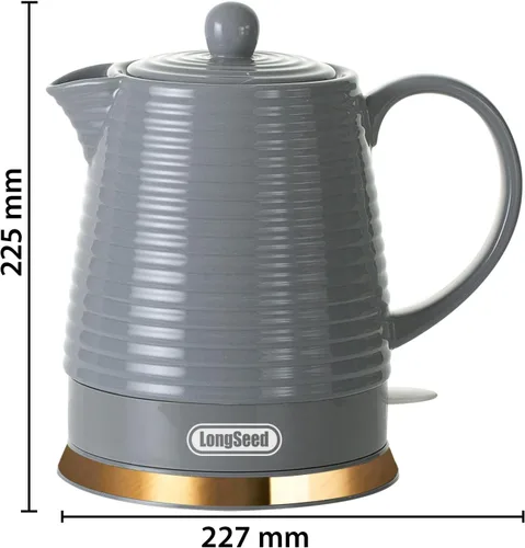 Vista 2 de Hervidor eléctrico de cerámica, 1.2L/1000W, apagado automático, sin BPA, diseño antiquemaduras, rotación de 360 grados, hervidor de té eléctrico