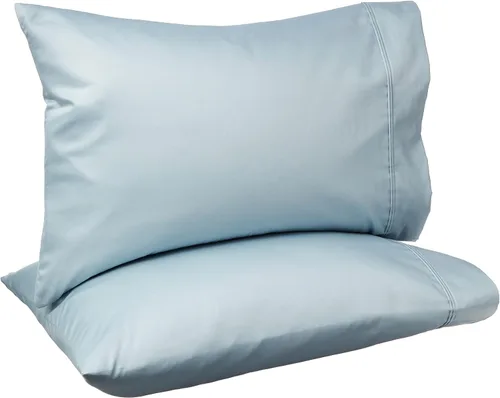Vista 9 de Amazon Basics Juego de 2 fundas de almohada de 400 hilos, 100 % algodón, suaves, tejido satinado, resistentes a las arrugas, tamaño estándar, 20 x