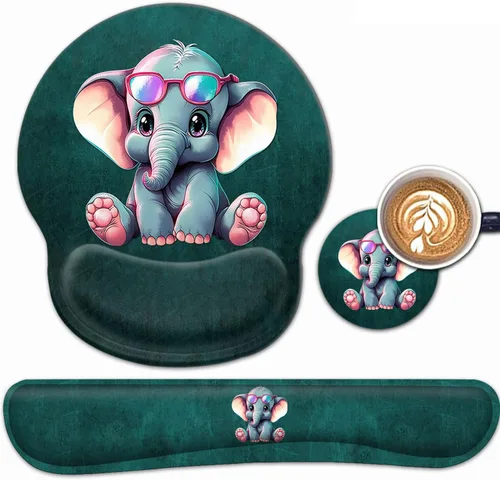 Vista 38 de Alfombrilla de mouse ergonómica para juegos con soporte de muñeca y teclado de espuma viscoelástica con base antideslizante para escritorio