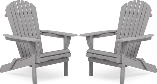 Vista 8 de Juego de 2 sillas Adirondack plegables de madera maciza de madera para jardín, césped, patio trasero (color marrón claro)