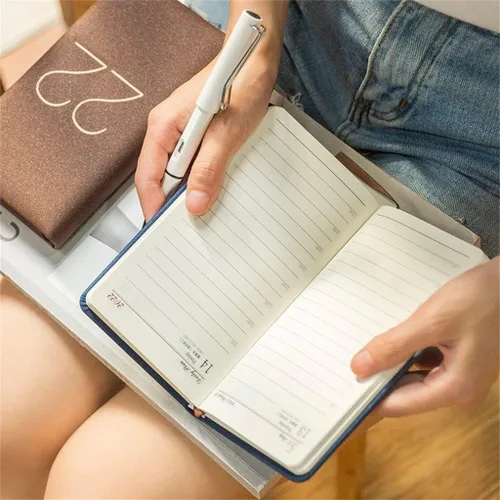 Vista 5 de 48k Small Notebook Agenda for 2022 Pocket Notepad Day Planner Notebook Leather Soft Cover School Planner (Color : A, Size : 48k)