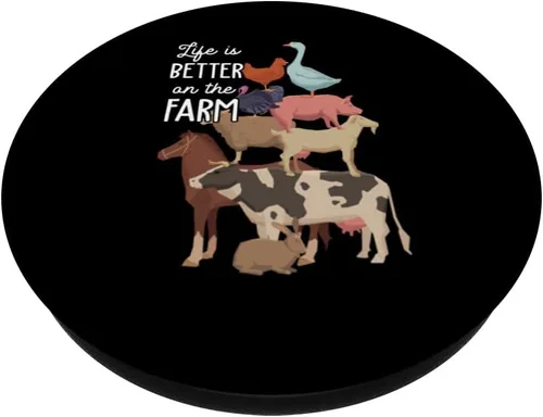 Vista 2 de Life is better on the Farm Cute Animals Country Farmer PopSockets Swappable PopGrip