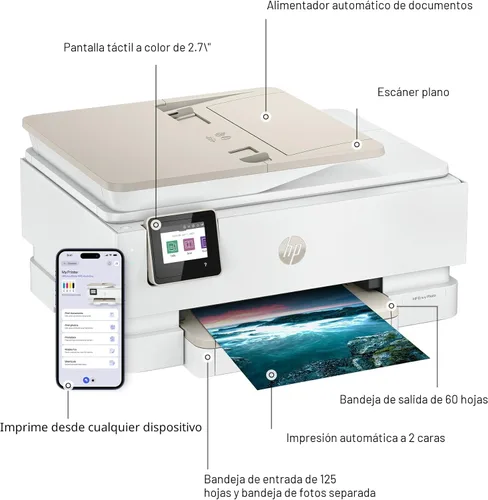 Vista 5 de HP Envy Photo 7975 Impresora fotográfica inalámbrica de inyección de tinta a color, imprimir, escanear, copiar, fácil configuración, impresión