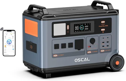 Vista 12 de OSCAL PowerMax 6000 - Generador solar con panel solar de 3 × 400 W, voltaje de fase dividida de 120 V/240 V, salidas de CA de 6000 W