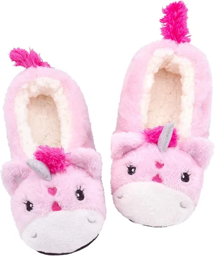 Vista 22 de Panda Bros - Pantuflas gruesas y cálidas para mujer con suela antideslizante, zapatos de casa con diseño de personajes, pantuflas novedosas