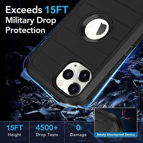 Vista 5 de Funda para iPhone 11 Pro Max, con protector de pantalla integrado, protección contra caídas, cuerpo completo, resistente a prueba de golpes, a