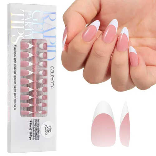 Vista 13 de GELPARTY - Puntas de uñas francesas X-Nude Short Almond, 150 unidades, 15 Desnudo