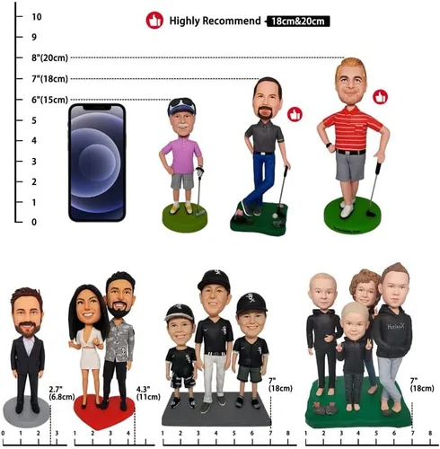 Vista 3 de Figuras de cabeza de bobble personalizadas, figuras de pesca para papá, figuras de cabeza de bobble hechas a mano, regalo de cumpleaños