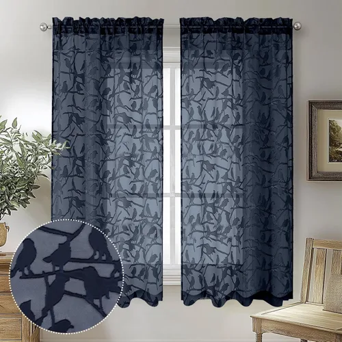 Vista 45 de OVZME Anji Clip Voile Sheer Tiers RD 2X30X36 Negro