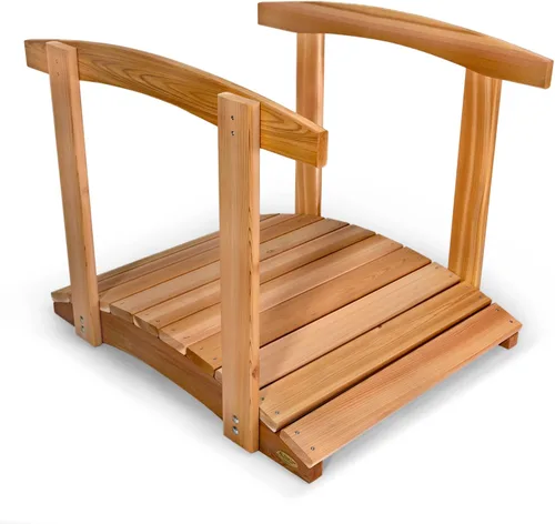 Vista 16 de All Things Cedar Puente de madera, pasarela de jardín al aire libre para estanques de patio trasero, 3 pies, natural