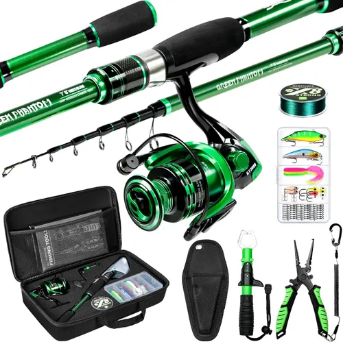 Vista 9 de Ghosthorn Fishing Rod and Reel Combo Graphite Telescoping Fishing Pole Portable Travel Kit with Carrier Bag for Freshwater Saltwater