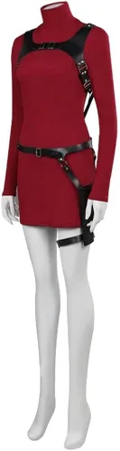 Vista 2 de LMPN Disfraz de Ada Wong para mujer, disfraz de Cheongsam rojo Ada, juego Evil Remake, trajes de Halloween