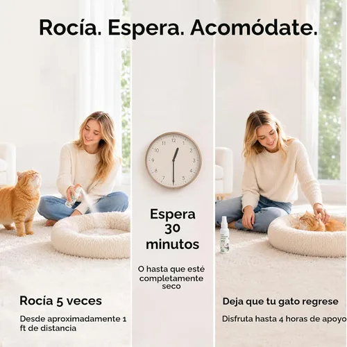 Vista 4 de Spray de feromonas calmante para gatos, para viajes, paseos en coche