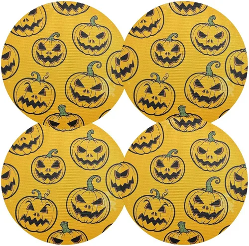 Vista 2 de Spooky Pumpkin Orange Placemat, Non Slip Dining Table Heat for Kitchen one sizex4