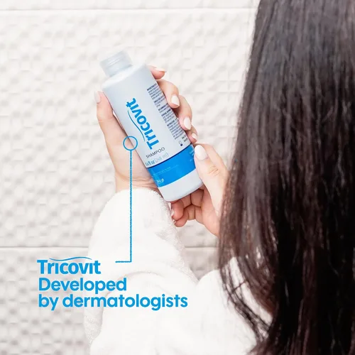 Vista 5 de Tricovit Champú para el crecimiento del cabello para mujeres y hombres, tratamiento del cuero cabelludo para adelgazamiento del cabello, regula