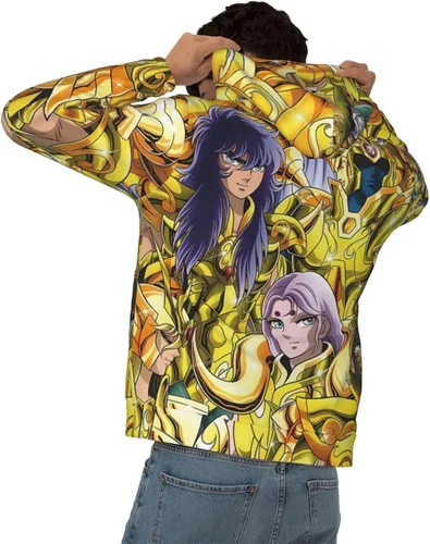 Vista 5 de Saint Anime Seiya - Sudadera con capucha para hombre, manga larga, casual, con bolsillo