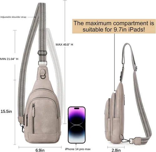 Vista 3 de CLUCI - Bolso cruzado para mujer, bandolera de piel, mochila para viajes