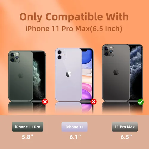 Vista 2 de Funda de silicona líquida compatible con iPhone 11 Pro Max, color naranja [Protección contra caídas]