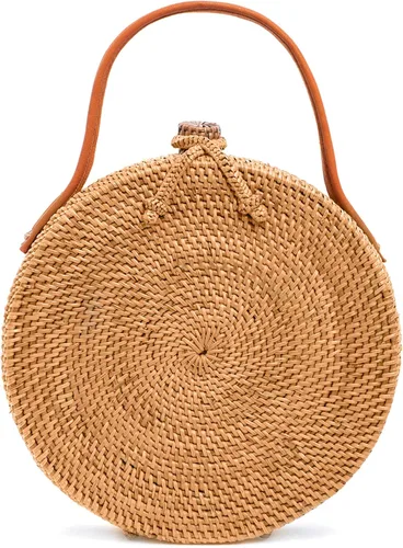 Vista 7 de Novum Crafts Bolso de ratán hecho a mano - Bolso cruzado de mimbre de paja marrón