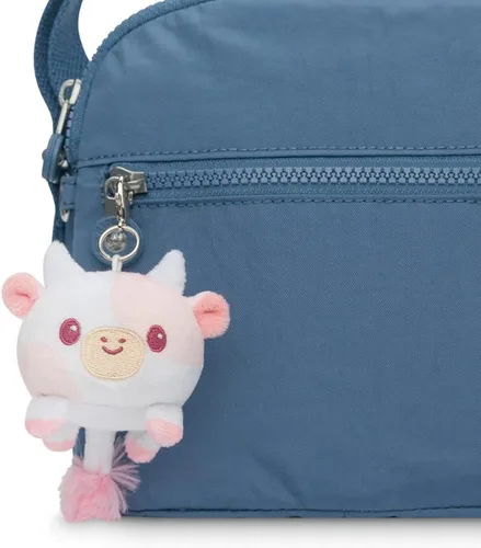 Vista 3 de TeeTurtle Llavero con dije de peluche Vaca rosa claro feliz