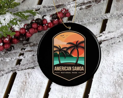Vista 3 de Adorno de Parque Nacional de Samoa Americana – Regalo del Parque Nacional de Samoa Americana – Adorno de Navidad de Samoa Americana – Decoración