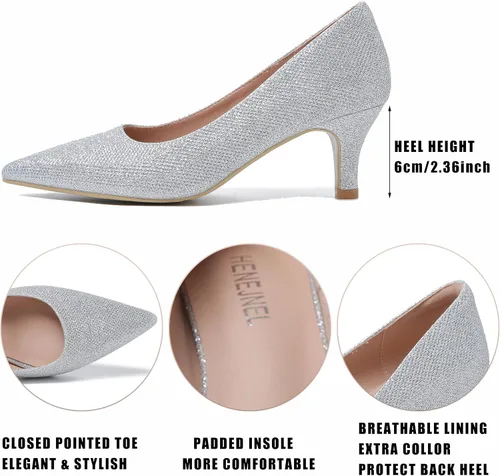 Vista 2 de Zapatos de vestir de tacón bajo para mujer, tacones cerrados y puntiagudos para boda, oficina, fiesta de noche (no apto para pies anchos)