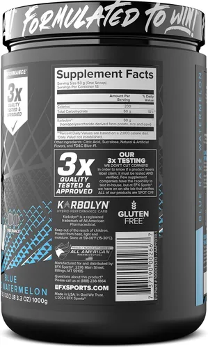 Vista 9 de EFX Sports Karbolyn Fuel Polvo de carbohidratos de absorción rápida Carga de carbohidratos, energía sostenida, recuperación rápida Sin