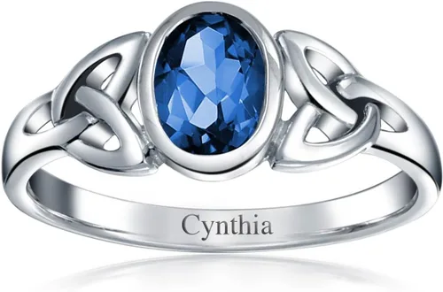 Vista 3 de Bling Jewelry Genuine Gemstone CZ BFF Sorority Sister Promise Friendship Celtic Triquetra Infinity Love Knot Ring For Women Teen.925 Sterling Silver