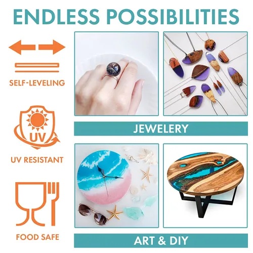 Vista 2 de SmartArt - Kit de resina epoxi de 2 galones, fácil de usar, transparente, súper brillante, duradero, resistente a los rayos UV, para artes