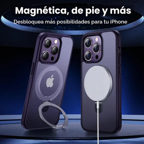 Vista 2 de CASEKOO- Funda para iPhone 14 Pro Max, c/soporte magnético invisible [protecc. militar contra caídas] [compatible c/MagSafe], a prueba de impactos