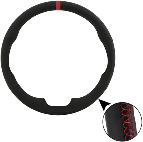 Vista 7 de Car Streeing Wheel Cover for S-SANGYONG Korando 2011 2012 2013 2014 2015 Suede Braid for Steering Wheel Non-Slip-Black
