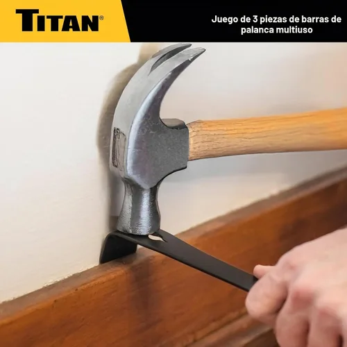 Vista 6 de Titan 17121 Juego de 3 barras de palanca planas de 5.5 pulgadas, 7.5 pulgadas y 9.5 pulgadas con extractor de clavos, barra de acero forjado