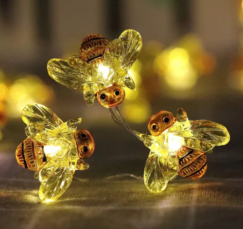 Vista 9 de WSgift Guirnalda de luces decorativas de colibrí, 13.85 pies, 40 luces LED blancas frías resistentes a la intemperie, funciona con pilas, 8 modos