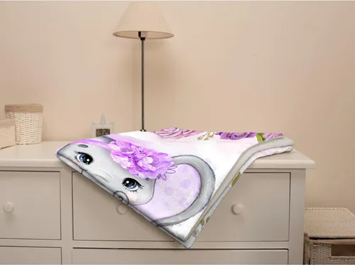 Vista 7 de Manta de franela personalizada con nombre de elefante bebé para niñas y niños, regalo divertido y significativo para todas las estaciones