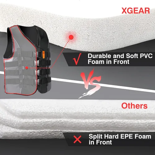 Vista 4 de XGEAR Chaleco salvavidas para deportes acuáticos para adultos USCG