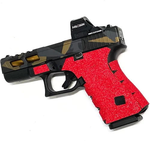 Vista 4 de Handleitgrips Cinta de agarre para pistola de papel de lija roja para Glock 19 Gen 5