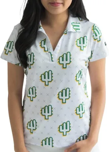 Vista 30 de YATTA GOLF Polo de golf prémium para mujer, ligero, de secado rápido, resistente a las arrugas y absorbe la humedad Aloha Sunrise