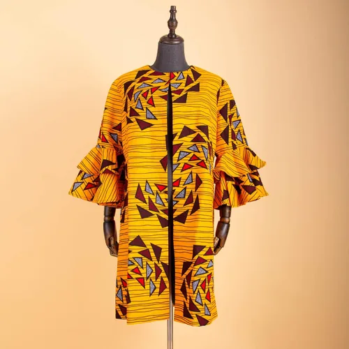 Vista 2 de Abrigo de mujer africana Ankara Print Long Jacket Tops Wax Dashiki Ropa