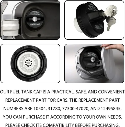 Vista 6 de Tapa de Gas con Bloqueo, Tapa de Gas con Llave para Toyota 4Runner Tacoma Honda CRV Tundra Acura Infiniti Nissan Buick Cadillac GMC Chevy, Tapas