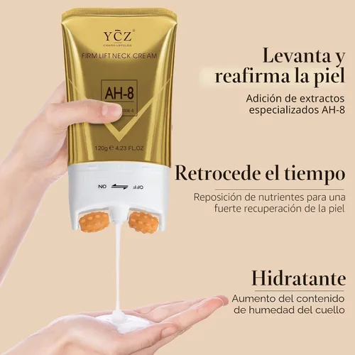 Vista 6 de Ycz AH-8 Crema reafirmante para el cuello con rodillo para el cuidado del cuerpo, hidratante, antienvejecimiento, crema para el cuello con péptidos