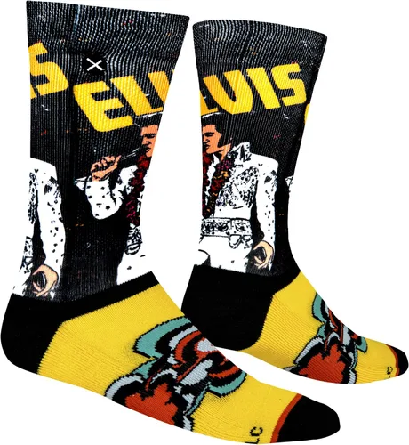 Vista 3 de Odd Sox, Elvis Presley, The King of Rock N Roll - Calcetines para hombre, divertidos regalos de coleccionista, Negro