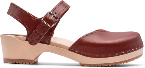 Vista 10 de Sandgrens Zuecos de madera sueca hechos a mano para mujer, sandalias de tacón bajo Zaragasso
