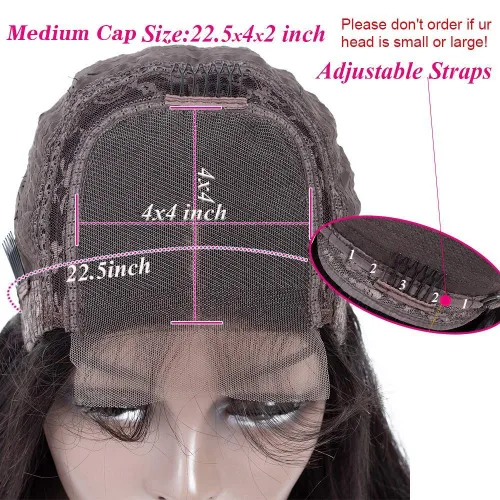 Vista 4 de ALLRUN Pelucas de cabello humano ondulado con cierre de encaje, pelucas de encaje frontal 4x4 con cabello de bebé (16 pulgadas), pelucas de encaje