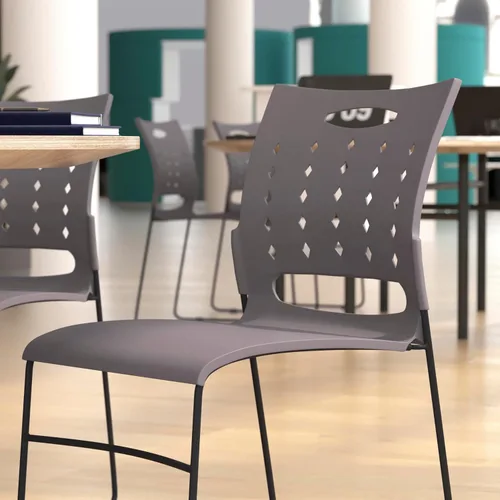Vista 6 de Flash Furniture Hercules - Silla apilable con respaldo de ventilación, color gris
