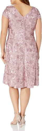 Vista 2 de Alex Evenings Vestido largo de té para mujer con detalle de roseta
