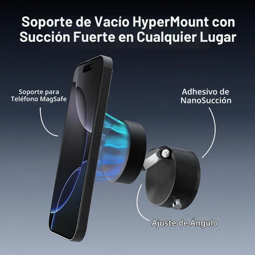 Vista 2 de Statik HyperMount® - Soporte magnético para teléfono, soporte magnético para teléfono con sellado al vacío, úsalo en superficies lisas, compatible