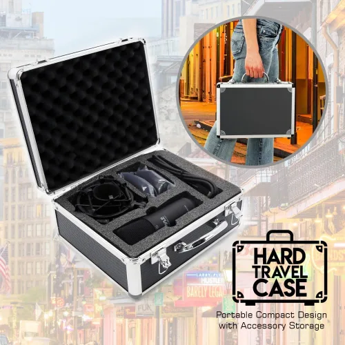 Vista 8 de Kit de grabación de podcasts de micrófono USB, micrófono de condensador cardioide de audio con soporte de escritorio y filtro pop, para juegos, PS4