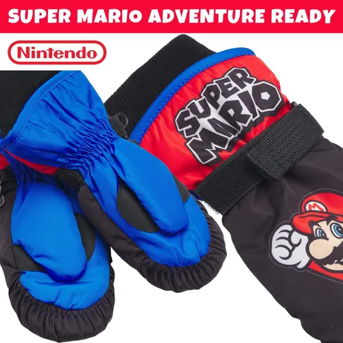 Vista 2 de Nintendo Guantes de esquí Mario Bros. Super Mario Bros. Guantes de esquí o mitones (2-7), talla 2-4, Mario Mitten